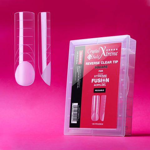 Fusion AcrylGel Reverse Tips - Slim Square - 120buc - Crystal Nails