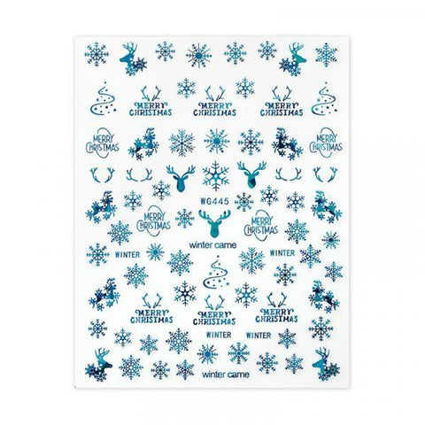 Nail sticker WG-445 Holo Blue - Christmas - BrillBird
