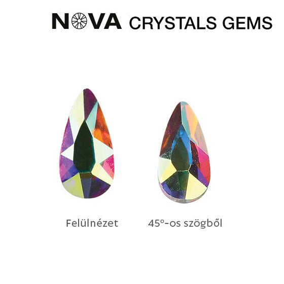 Strasuri Nova Gems Drop 5X3 Mm Crystal Ab - 10buc - Crystal Nails
