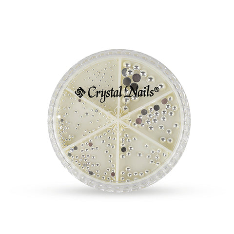 Set perle metalice pentru unghii - Semiperle - Argintiu - Crystal Nails