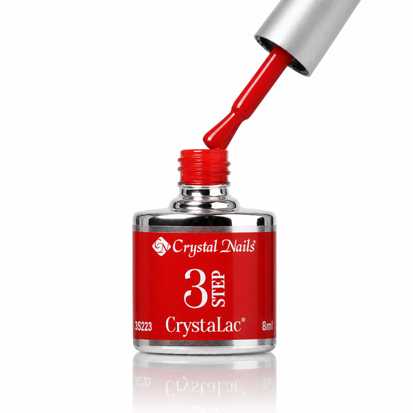3Step Crystalac 3S223 Red - Crystal Nails - flacon și aplicator