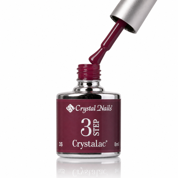 3Step Crystalac Burgundy Sunset 8ml - Crystal Nails - flacon și aplicator