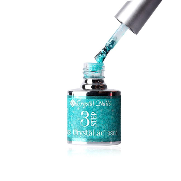 3Step Crystalac Confetti 3SC8 4ml - Crystal Nails - flacon și aplicator