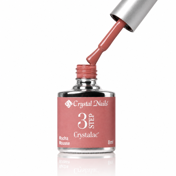 3Step Crystalac Mocha Mousse 8ml - Crystal Nails - flacon și aplicator