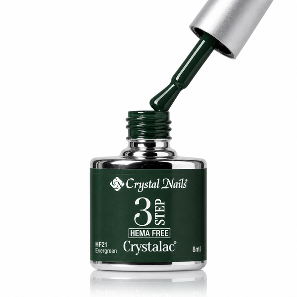 3Step HEMA FREE Crystalac HF21 Evergreen 8ml - Crystal Nails - flacon și aplicator
