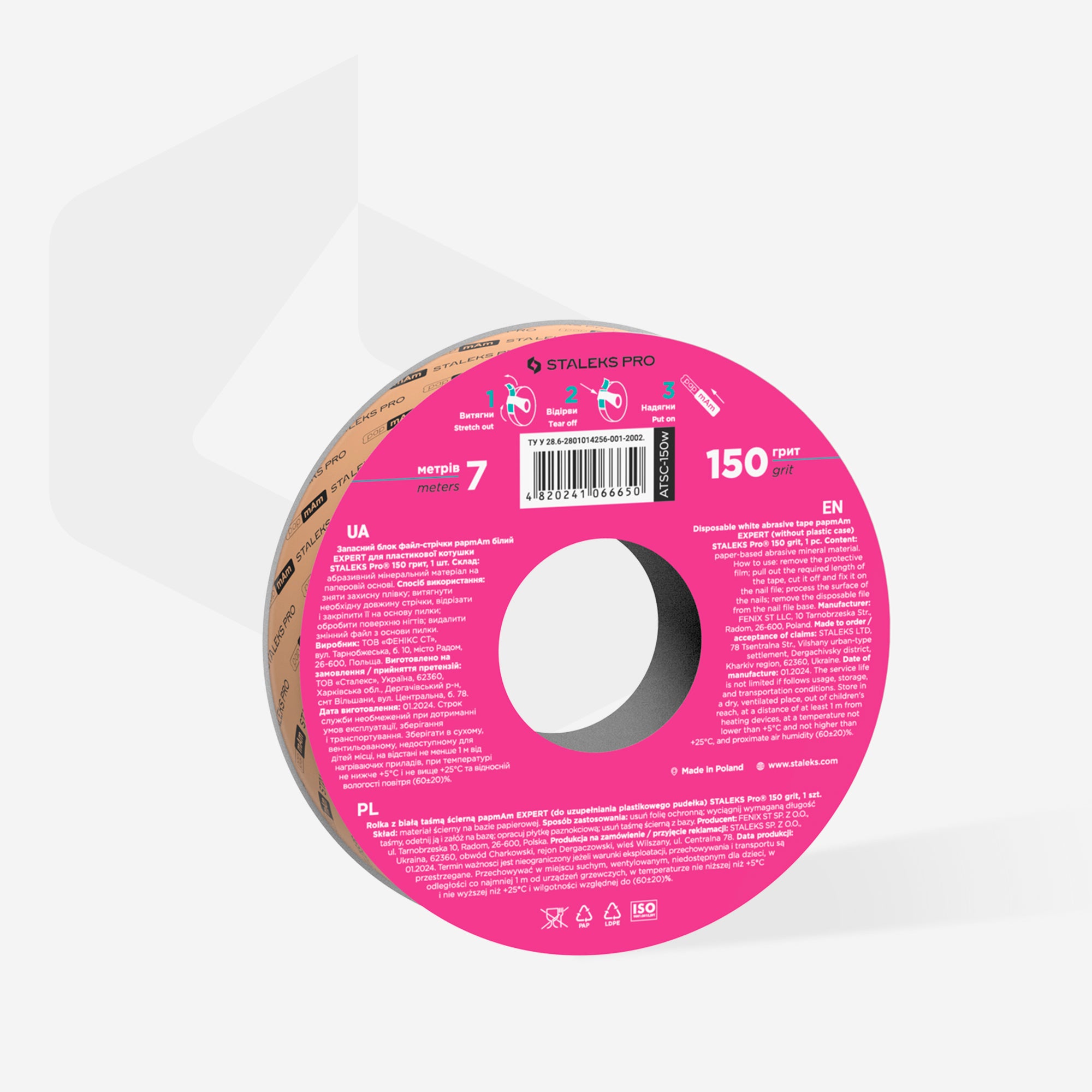 Bandă Abrazivă Albă papmAm 150 Grit 7 m - EXPERT ATSC-150w - Staleks