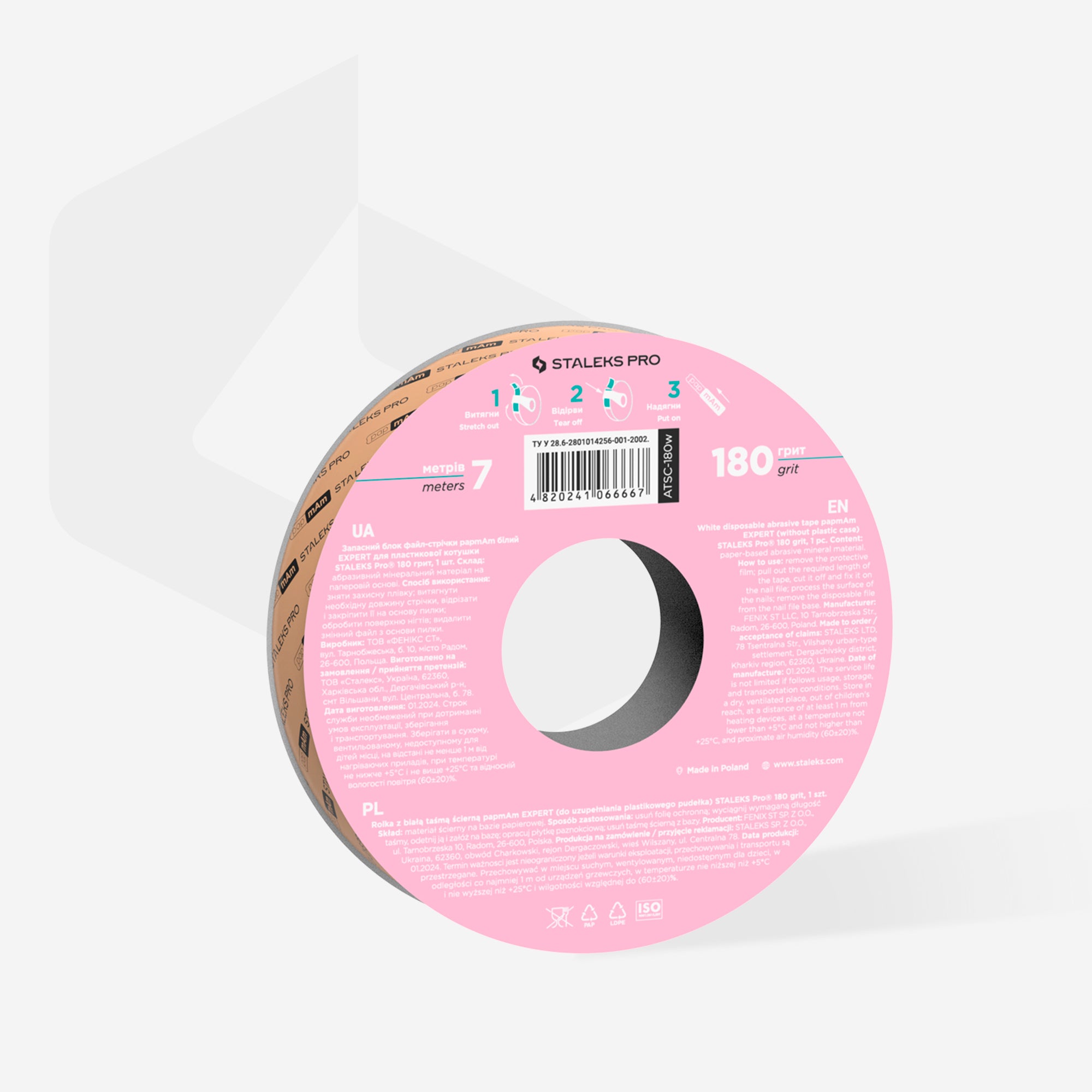 Bandă Abrazivă Albă papmAm 180 Grit 7 m - EXPERT ATSC-180w - Staleks