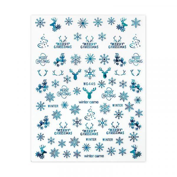 Nail sticker WG-445 Holo Blue - Christmas image 0