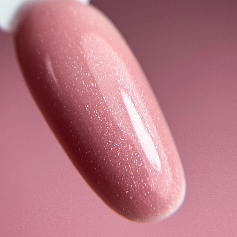 Sens Base Gel – Shimmer Nude – rezultat pe unghii, nuanță nude sidefat
