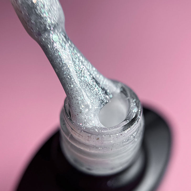 Sens Base Gel – Ice Flake White – textură alb cu particule ice Crystal Nails