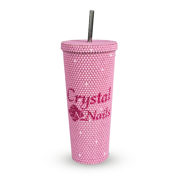 Pahar termo cu strasuri roz - Crystal Nails