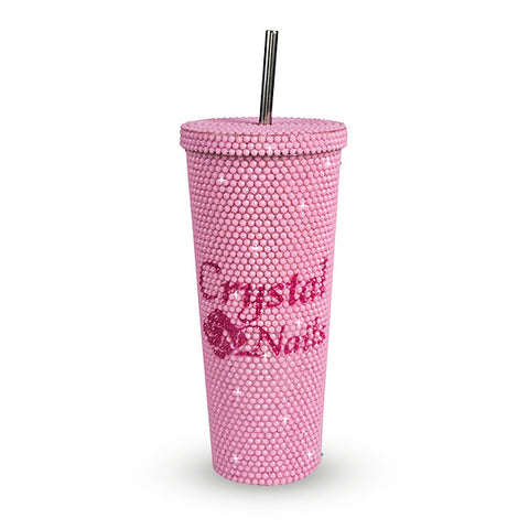 Pahar termo cu strasuri roz - Crystal Nails