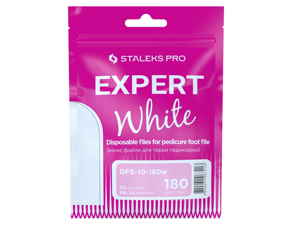 Pile albe de unică folosință pentru pilă de pedichiură EXPERT 10 180 grit (30 buc) (DFE-10-180W) – Staleks