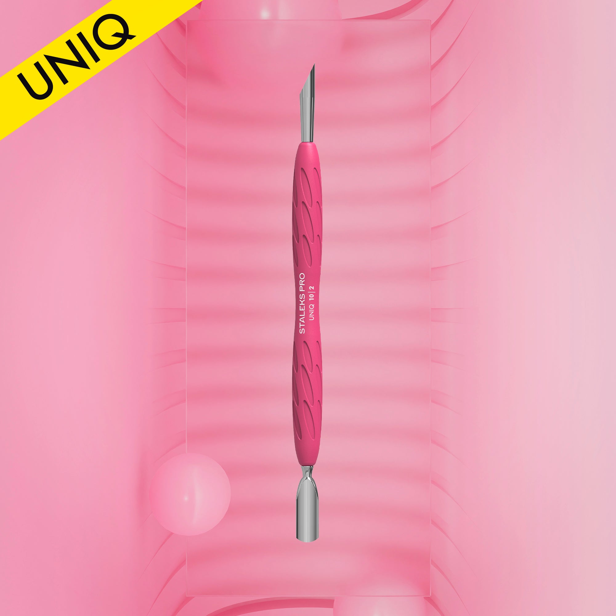 Pusher manichiură Gummy cu mâner din silicon UNIQ 10 TIP 2 (împingător rotunjit îngust și teșit) (PQ-10/2) – Staleks