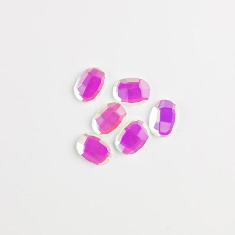 Rhinestone (10buc) - Oval 8x6mm Pink AB - BrillBird
