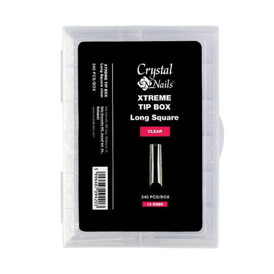 Xtreme Tip Box - Long Square Clear - Crystal Nails